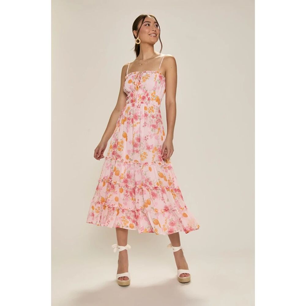 NWT Francesca's  Aurora Ruffle Tiered Midi Dress Womens Small
